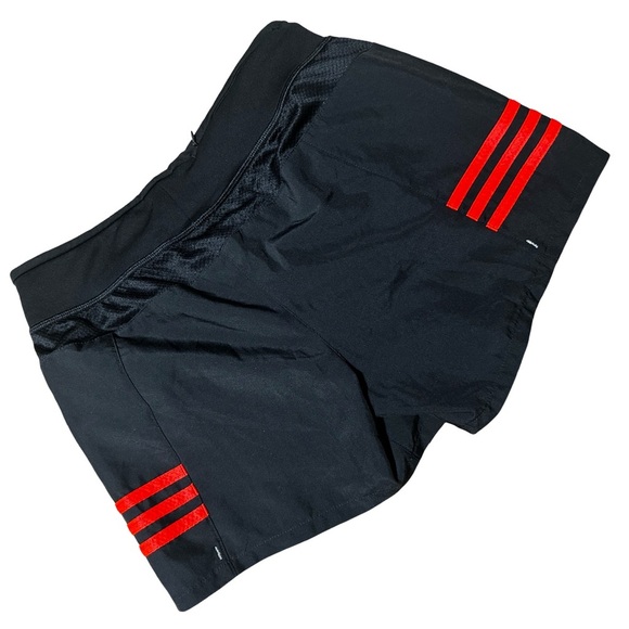 Adidas Black & Orange Stripe Response Shorts XS Zippered Waist Pocket - Picture 2 of 3
